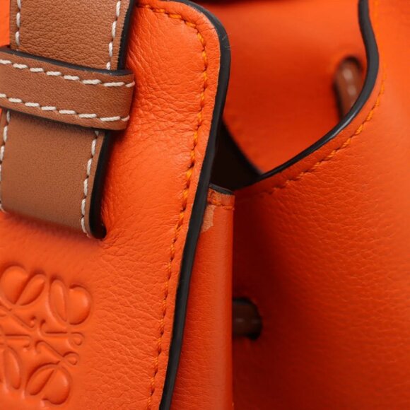 Loewe Hammock Drawstring Medium Straw Leather Shoulder Bag Brown x Orange - Picture 12 of 15